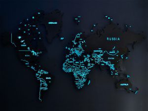 Карта мира, светящаяся в темноте