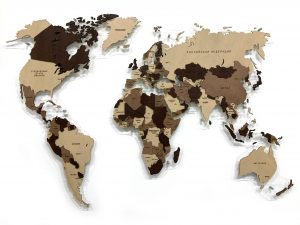 Карта мира многоуровневая (Кофейная) в проекции Каврайского
