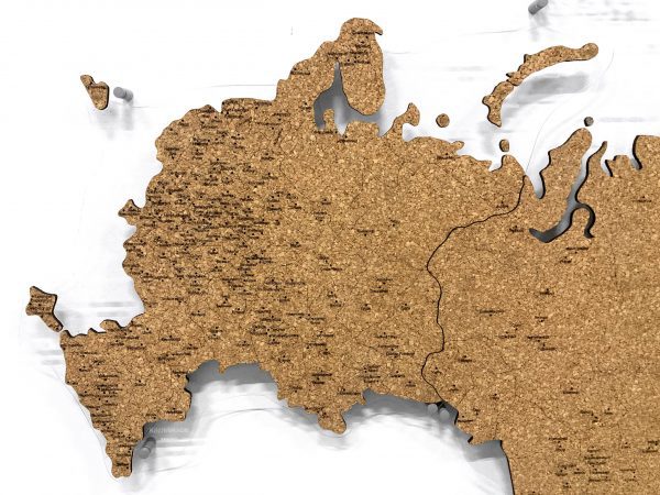 Карта России из пробки, европейская часть крупным планом