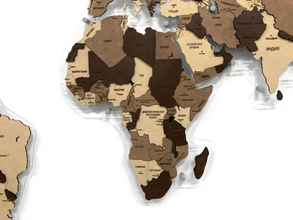 Карта мира многоуровневая (Кофейная) в проекции Каврайского, Африка крупным планом