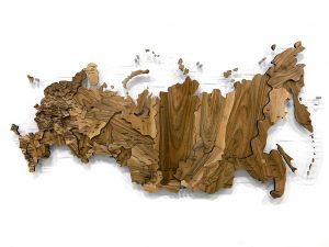 Многоуровневая карта России из массива ореха