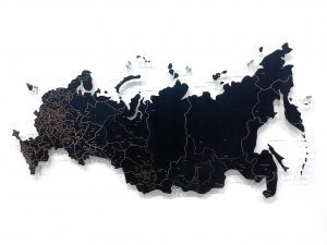 Деревянная карта России (Черная)
