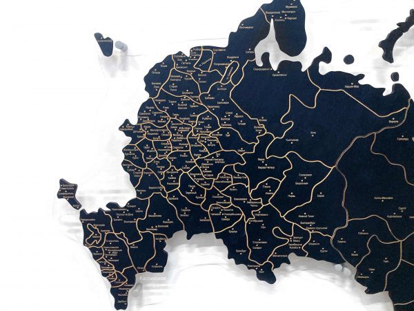 Деревянная карта России (Черная), Европейская часть крупным планом