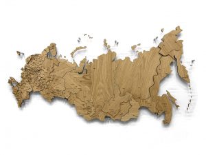 Карта России из шпона русского дуба